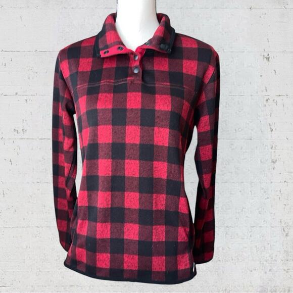 Eddie Bauer Women’s Buffalo Plaid Pullover Sweater Jacket Size Medium Cabincore - Picture 3 of 13